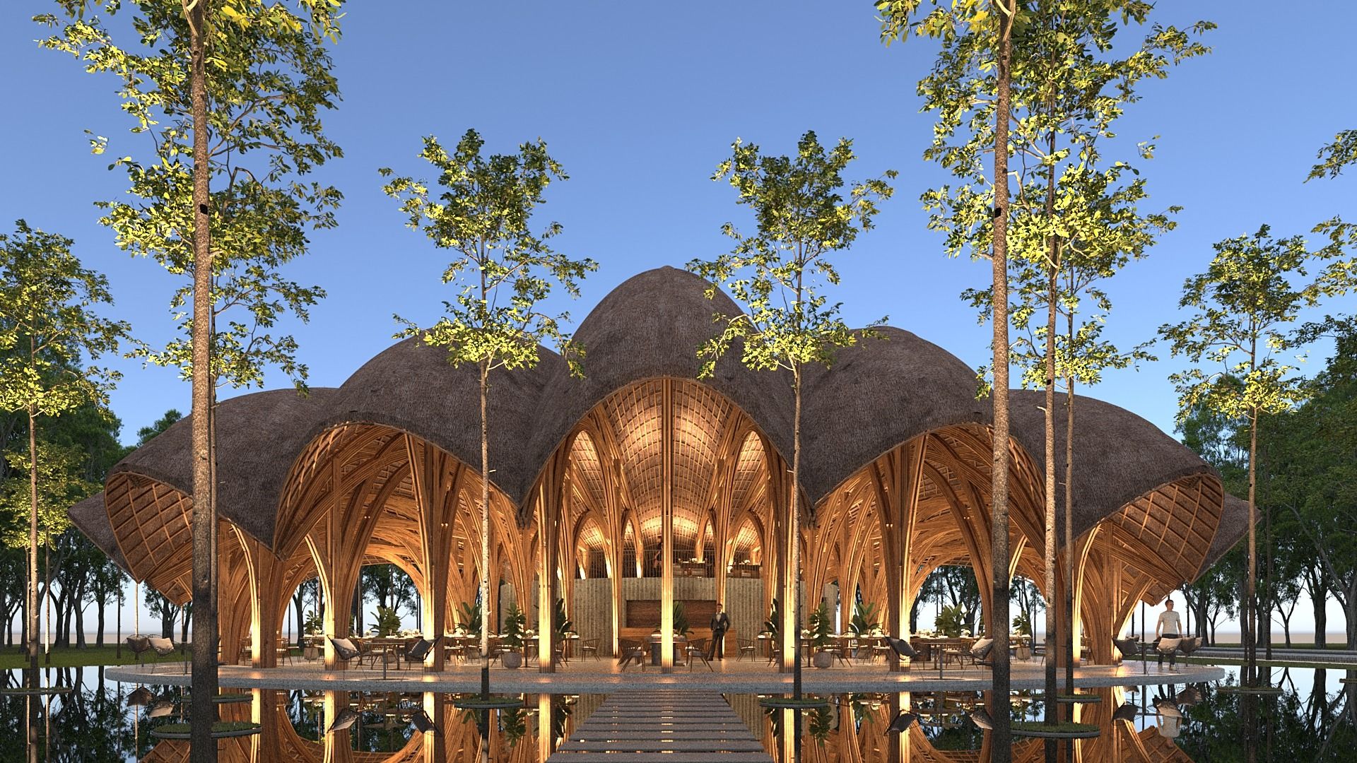 Nhà ăn tre Đại Tùng Lâm