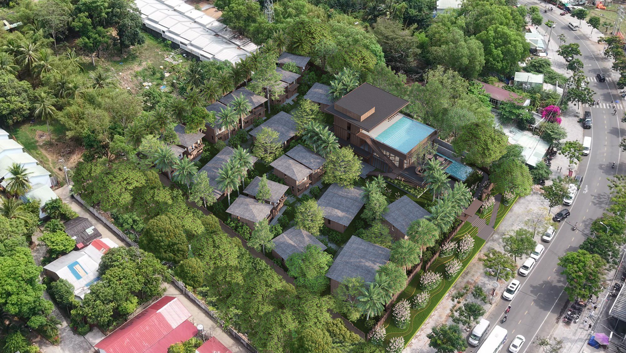Tổng thể khu bungalow nhìn từ trên cao
